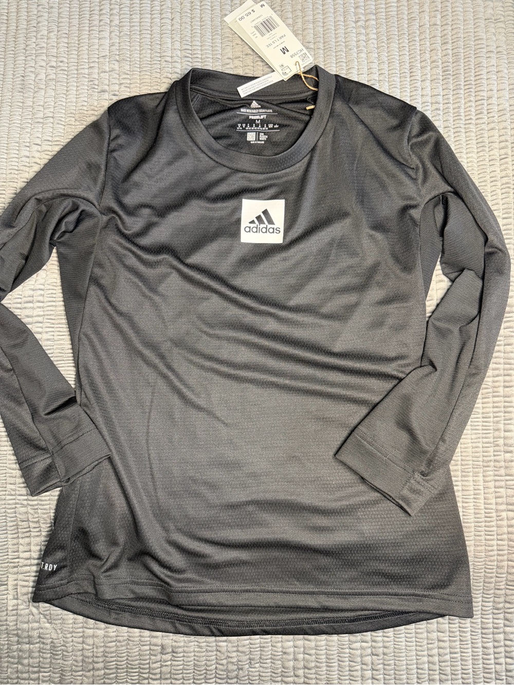 Adidas Black Long Sleeve Performance Tee ultra light Med NWT